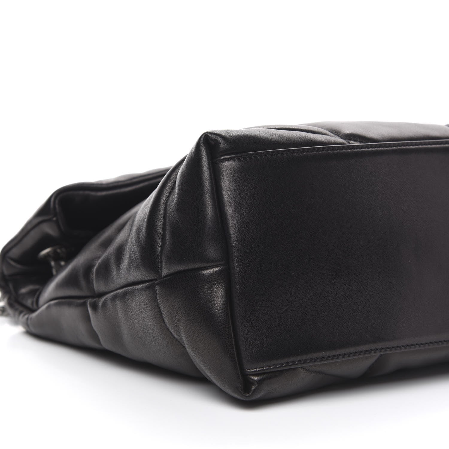 Saint Laurent Lambskin Quilted Medium Loulou Puffer Monogram Chain Satchel Black 8 of 11