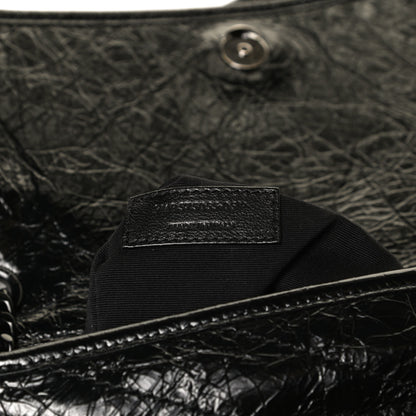 Saint Laurent Crinkled Calfskin Matelasse Monogram Medium Niki Chain Satchel Black 12 of 18