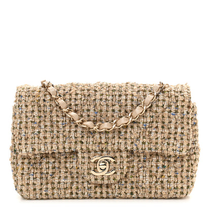 Chanel Tweed Quilted Mini Rectangular Flap Beige 1 of 11