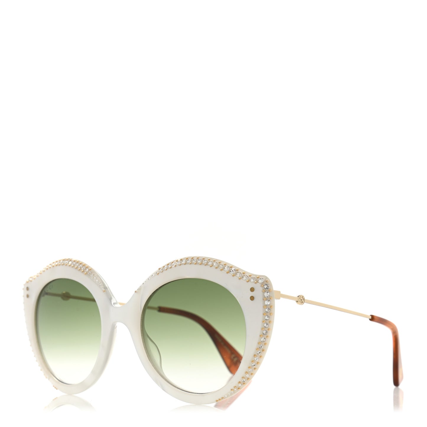 Crystal Cat Eye GG0214S Sunglasses White