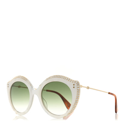 Gucci Crystal Cat Eye GG0214S Sunglasses White 1 of 8