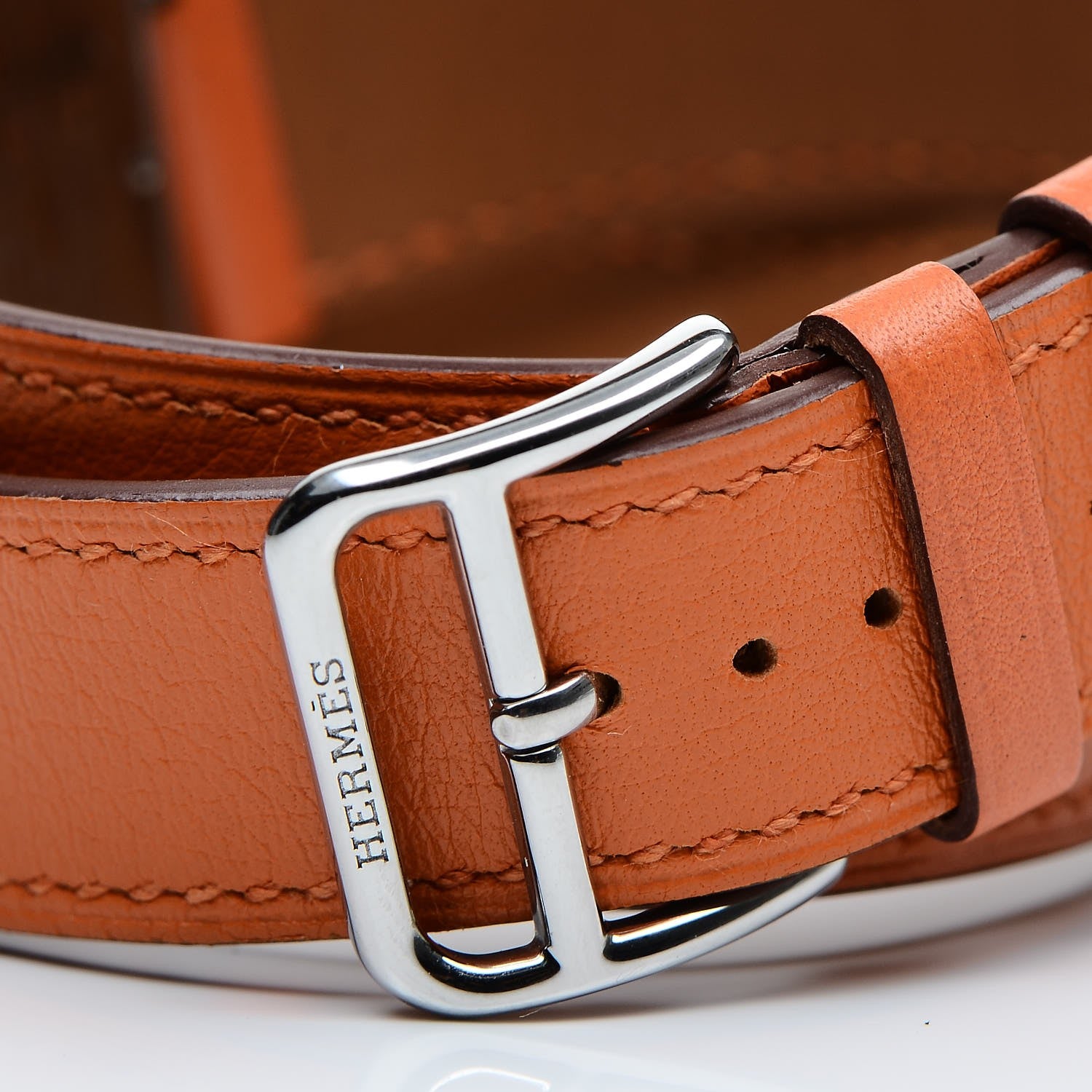 Hermes Stainless Steel Swift 26mm Heure H Hour Double Tour Quartz Watch Orange 5 of 10