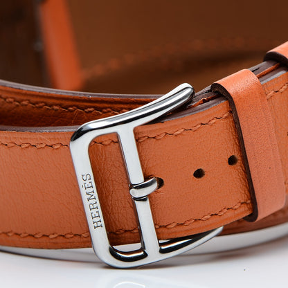 Hermes Stainless Steel Swift 26mm Heure H Hour Double Tour Quartz Watch Orange 5 of 10