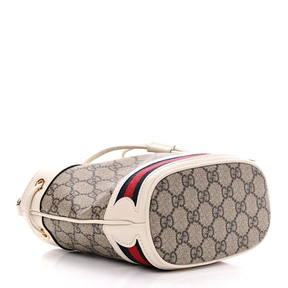 Gucci GG Supreme Monogram Textured Calfskin Web Mini Ophidia Bucket Bag Beige Ebony Mystic White 4 of 11