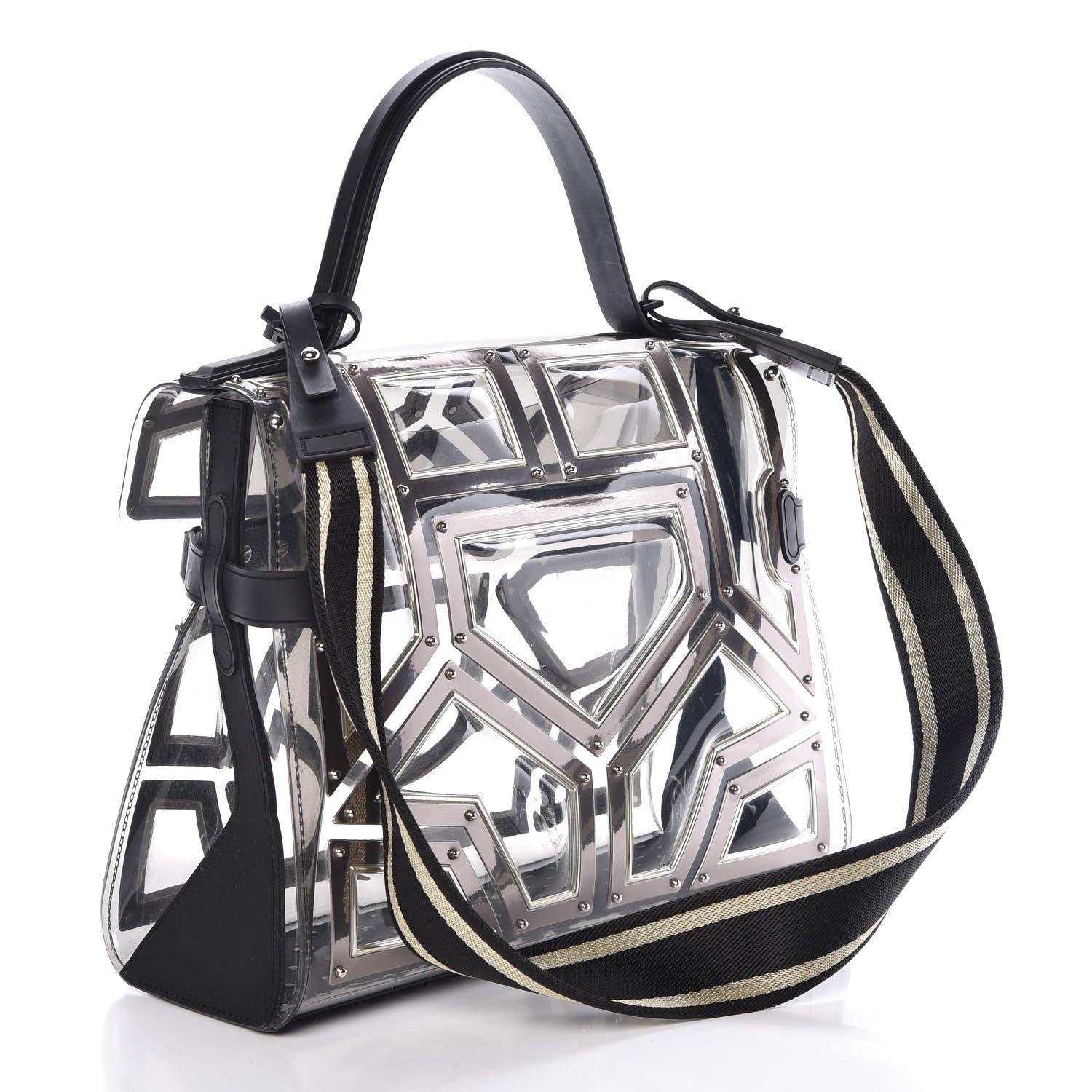 Delvaux Vinyl Gladiator Tempete Satchel Antique Silver Gold 3 of 8