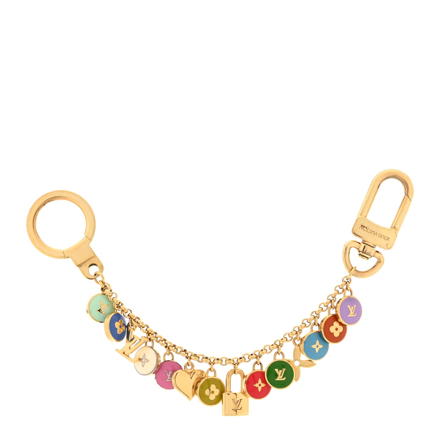 Metal Enamel Pastilles Key Chain Bag Charm Multicolor