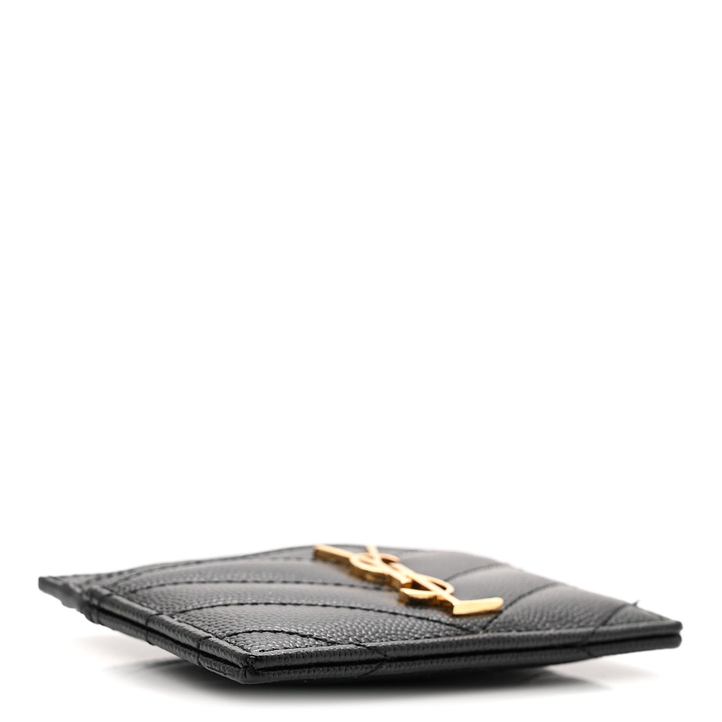 Grain De Poudre Matelasse Chevron Monogram Credit Card Case Black