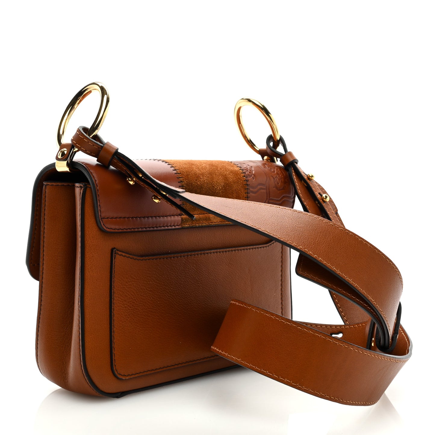 Calfskin Suede Small C Patchwork Double Carry
