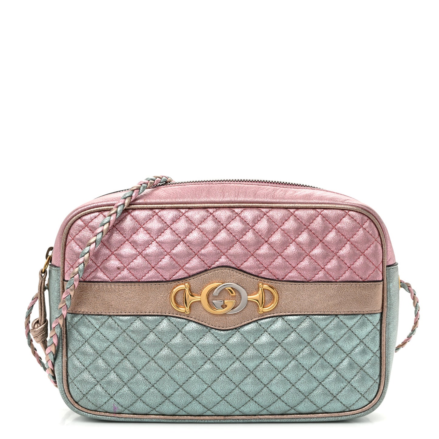 Laminated Nappa Trapuntata Small Zumi Shoulder Bag Rosa Lago Rame