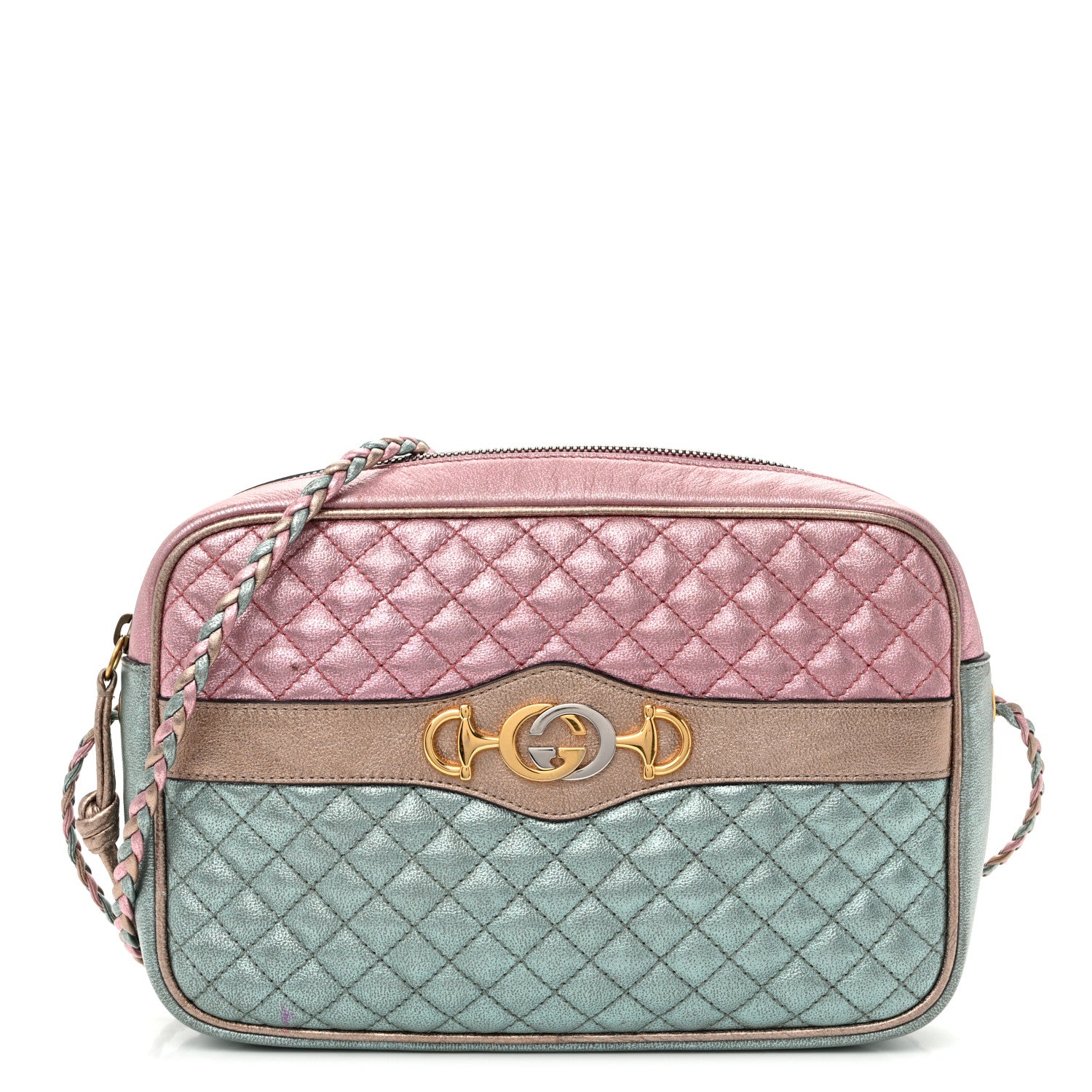 Gucci Laminated Nappa Trapuntata Small Zumi Shoulder Bag Rosa Lago Rame 1 of 11