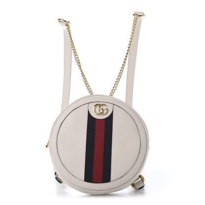 Gucci Textured Calfskin Web Mini Ophidia Round Backpack Mystic White 1 of 10