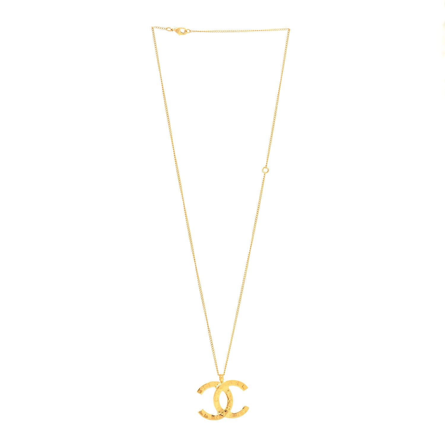 Chanel Metal CC Paris Button Necklace Gold 3 of 5