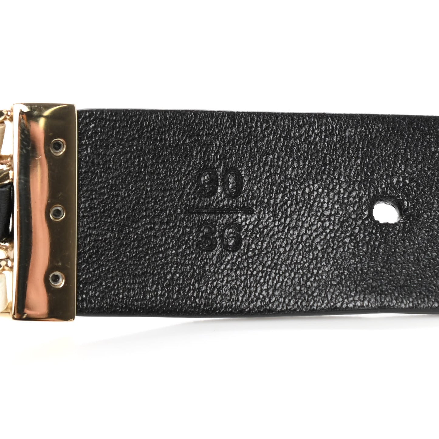 Calfskin CC Triple Row Chain Belt 90 36 Gold Black White