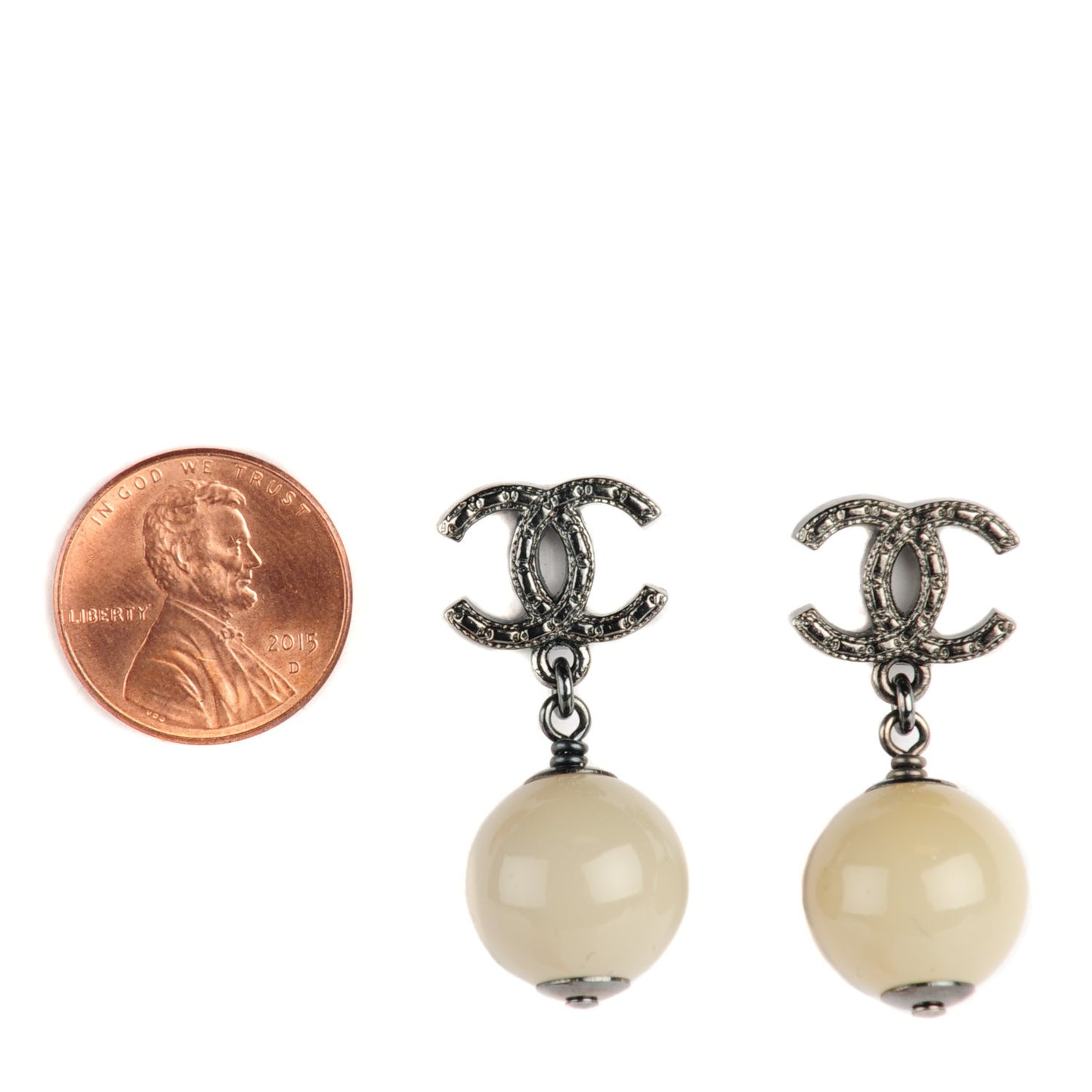 Ruthenium CC Bead Drop Earrings
