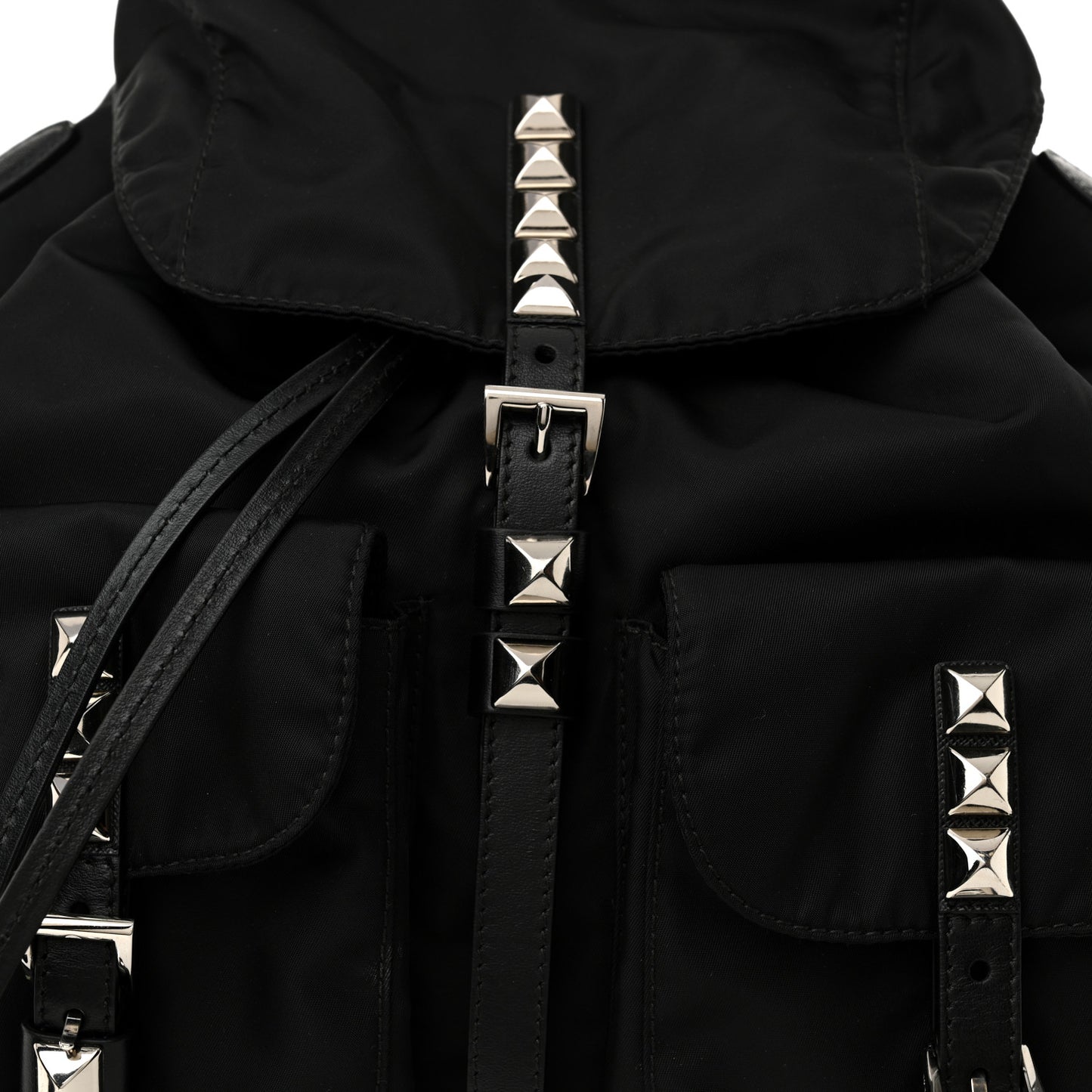 Nylon New Vela Studded Backpack Black