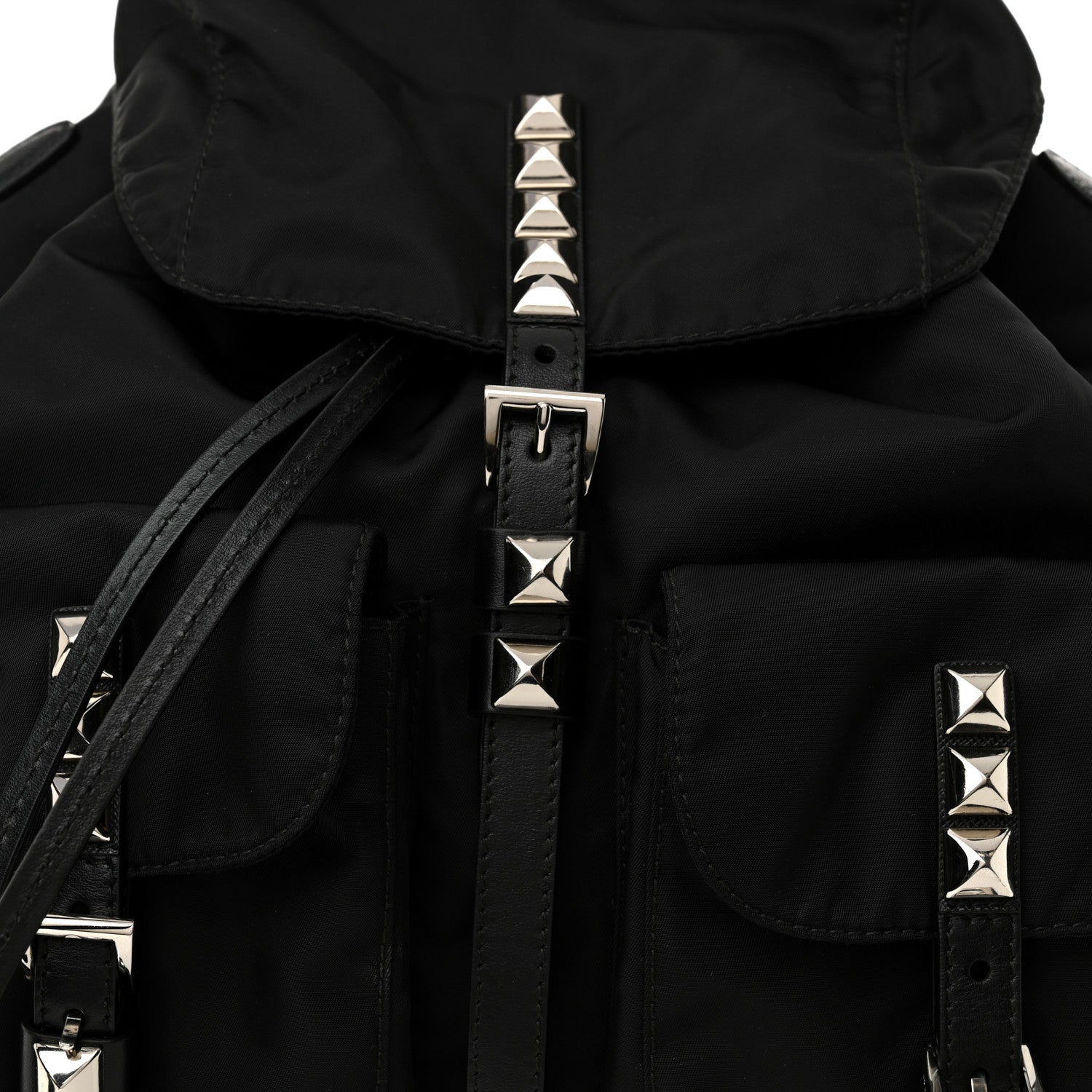 Prada Nylon New Vela Studded Backpack Black 8 of 10