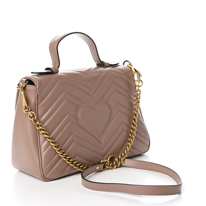Gucci Calfskin Matelasse Small GG Marmont Top Handle Shoulder Bag Porcelain Rose 2 of 10
