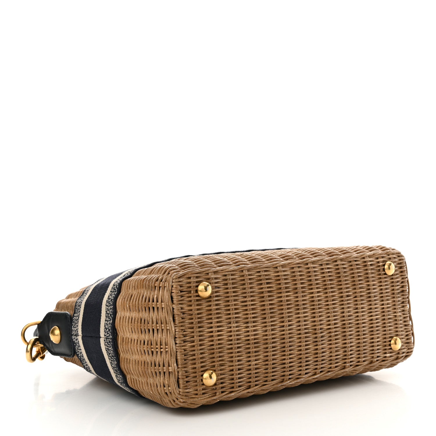 Christian Dior Wicker Oblique Basket Bag Blue 4 of 11
