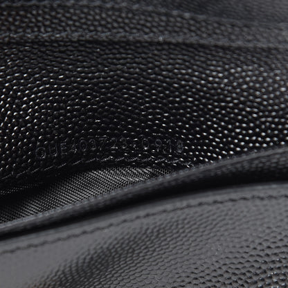 Saint Laurent Grain De Poudre Matelasse Chevron Monogram Compact Zip Around Wallet Black 8 of 9