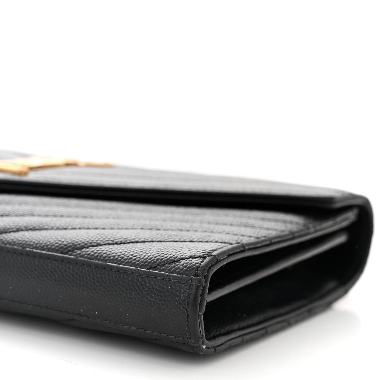 Grain De Poudre Matelasse Chevron Monogram Chain Wallet Black