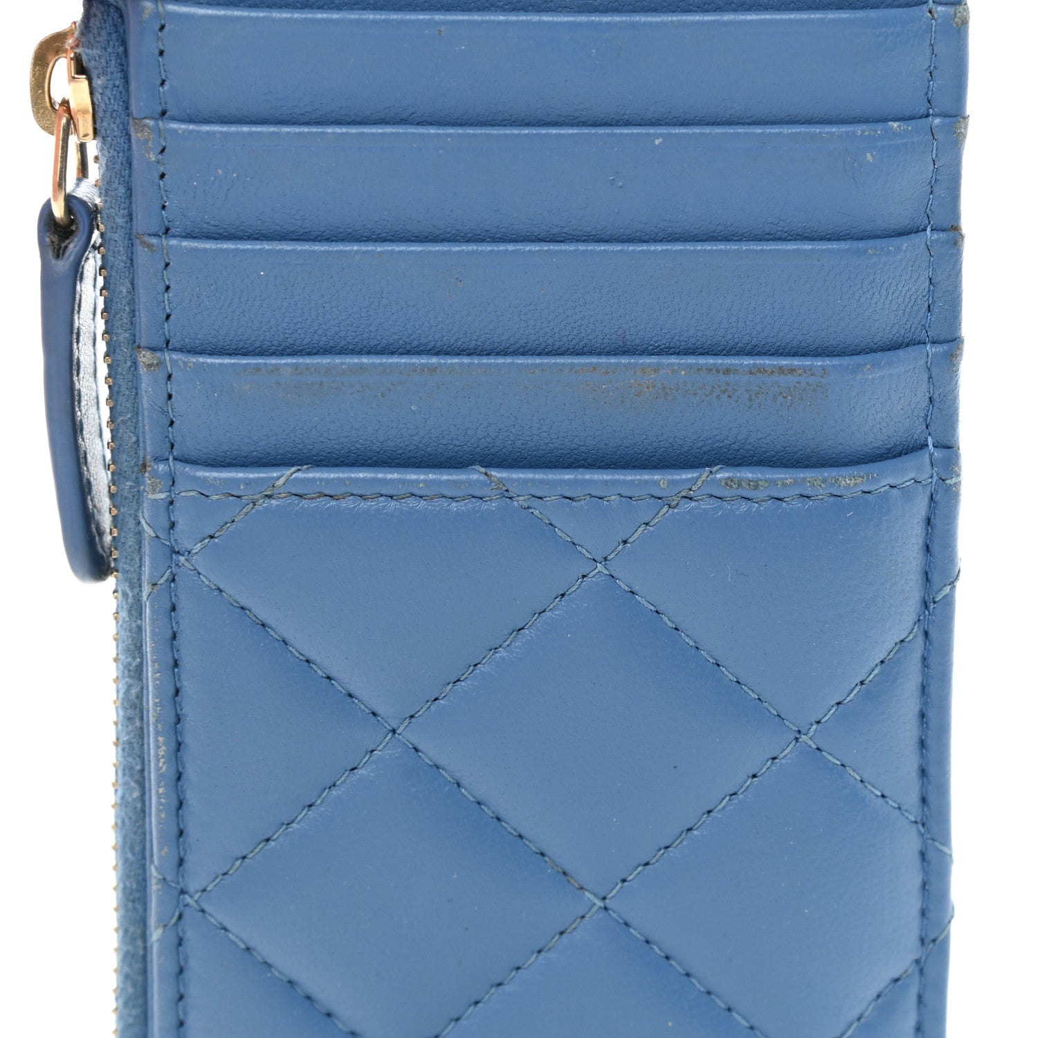 Chanel Lambskin Quilted Flap Zip Card Holder Blue 8 of 11