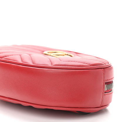 Gucci Calfskin Matelasse GG Marmont Belt Bag 85 34 Hibiscus Red 10 of 12