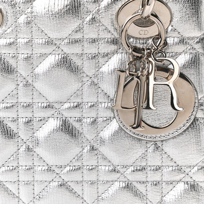 Christian Dior Metallic Grained Calfskin Cannage Small Lucky Badges My Lady Dior Silver 7 of 9