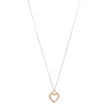 Tiffany Sterling Silver 18K Rose Gold Double Open Heart Pendant Necklace 1 of 4