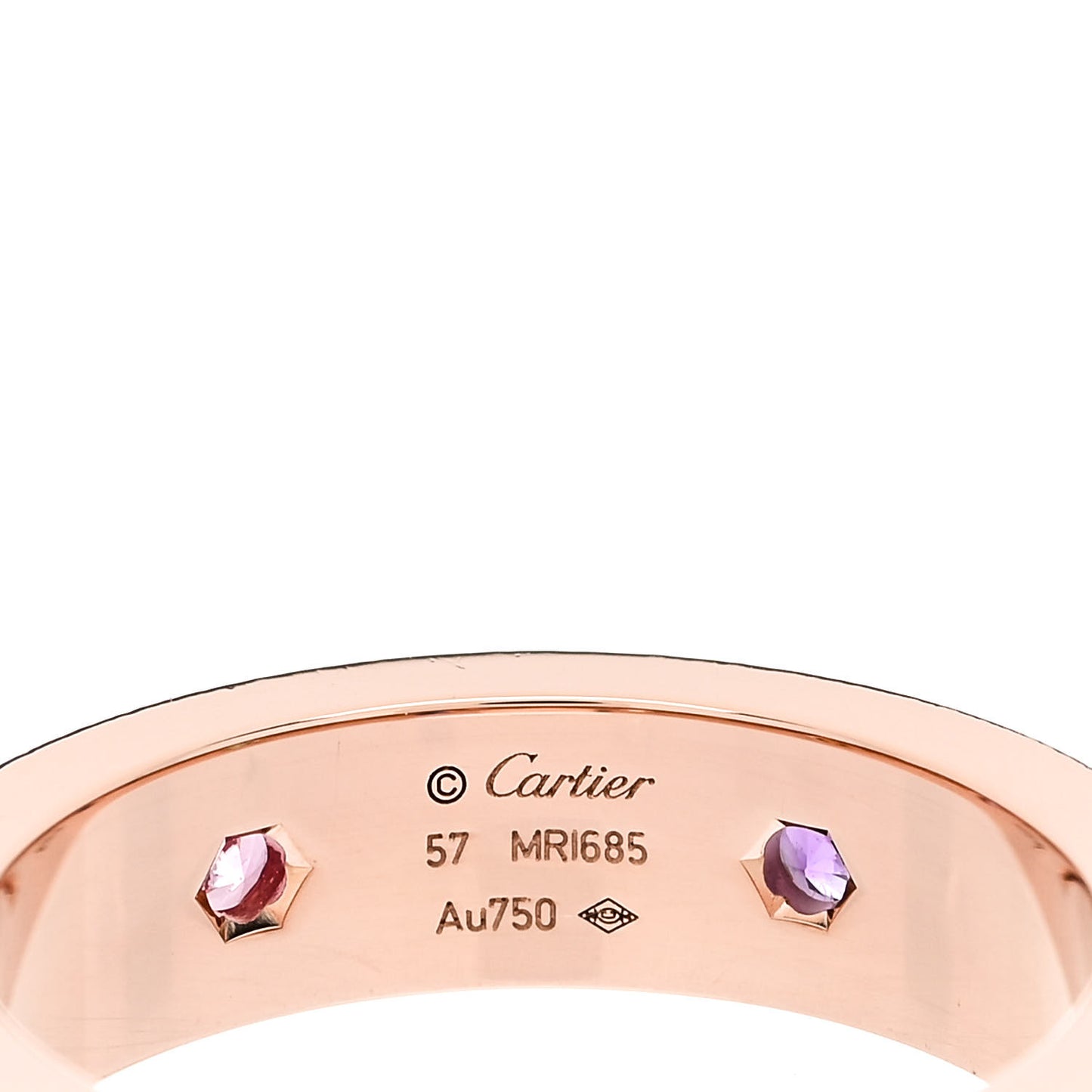 18K Pink Gold Sapphire Garnet Amethyst 5.5mm LOVE Ring 57 8