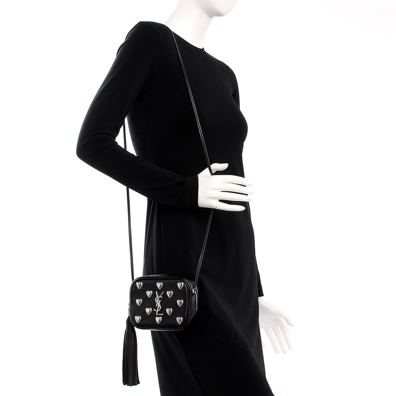 Saint Laurent Nappa Studded Monogram Heart Blogger Bag Black 2 of 6