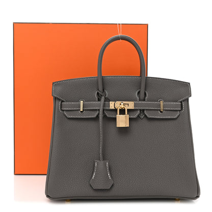 Hermes Togo Horseshoe Birkin 25 Etain Malachite 13 of 13
