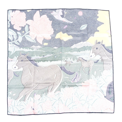 Hermes Silk Ivresse Au Vent Scarf 70 Bleu Rose Vert 1 of 3