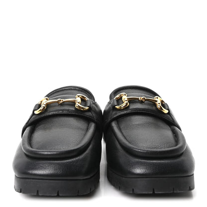 Gucci Goatskin Auroville Horsebit Mules 39.5 Black 3 of 9