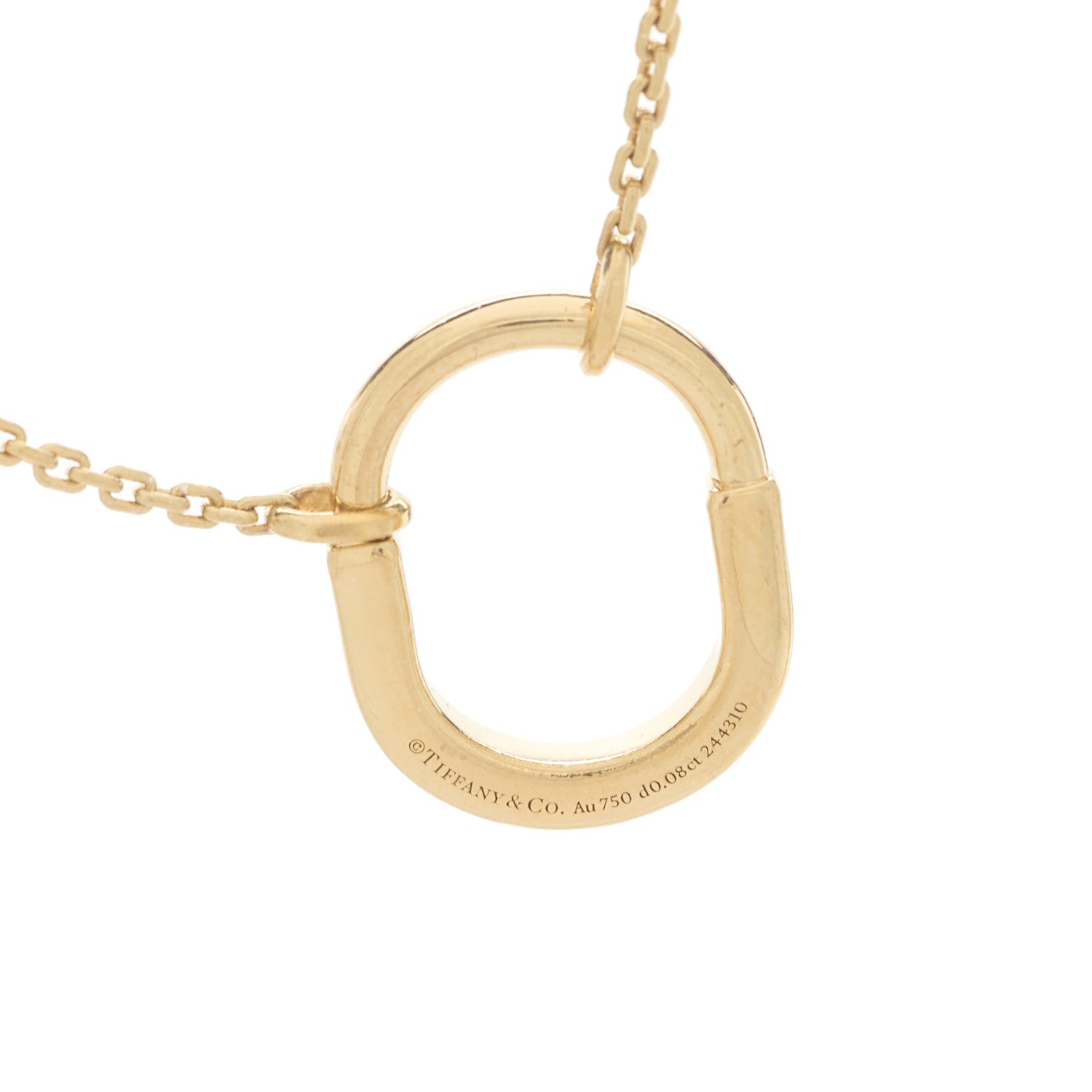 Tiffany 18K Yellow Gold Diamond Small Lock Pendant Necklace