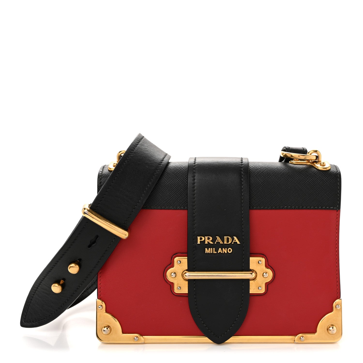 Prada City Calfskin Saffiano Cahier Bag Fuoco Black 1 of 12