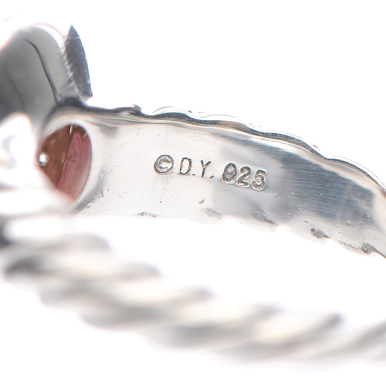 David Yurman Sterling Silver Diamond Rose Quartz 10mm Noblesse Ring 52 6 5 of 5