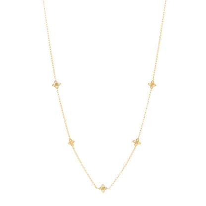 Roberto Coin 18K Yellow Gold Diamond Love in Verona Flower Five Station Flower Necklace 1 of 4