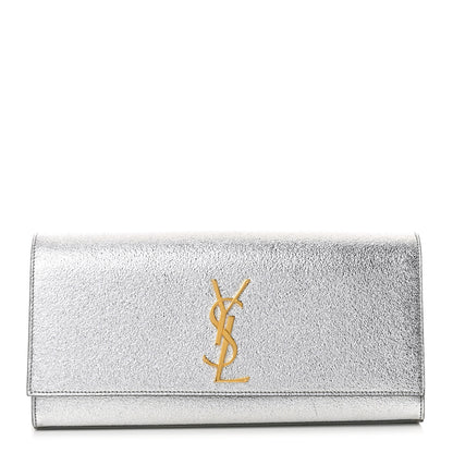 Saint Laurent Textured Metallic Calfskin Classic Monogram Cassandre Clutch Silver 1 of 10