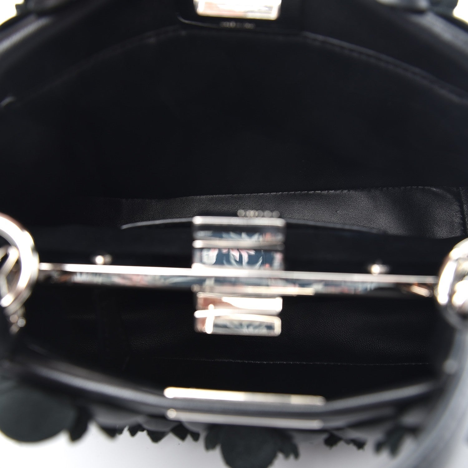 Fendi Nappa Flowerland Mini Peekaboo Iconic Satchel Black 5 of 8