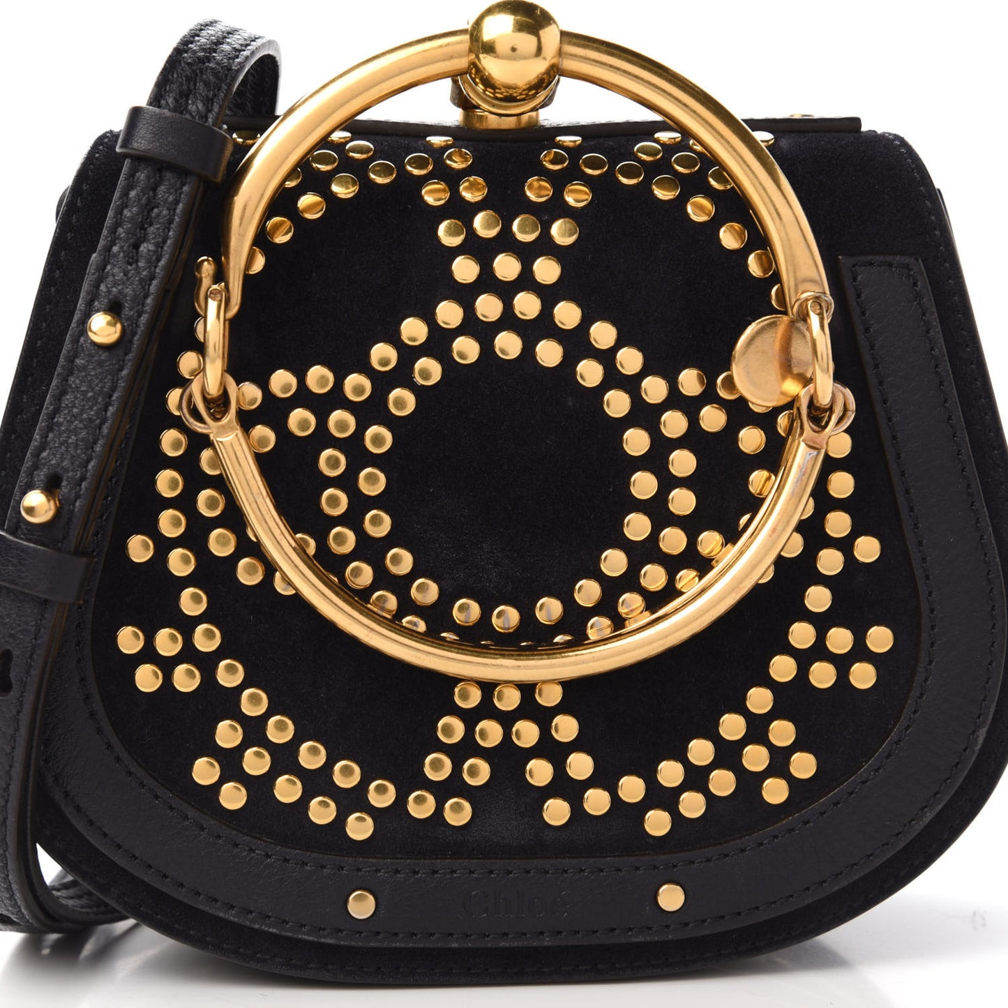 Calfskin Suede Small Constellation Studs Nile Bracelet Bag Black