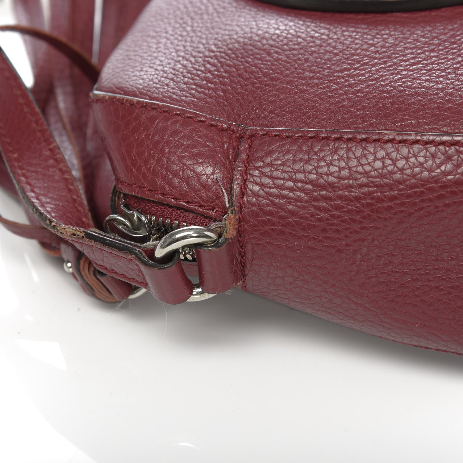 Gucci Pebbled Calfskin Studded Small Soho Disco Bag Soft Burgundy 13 of 19