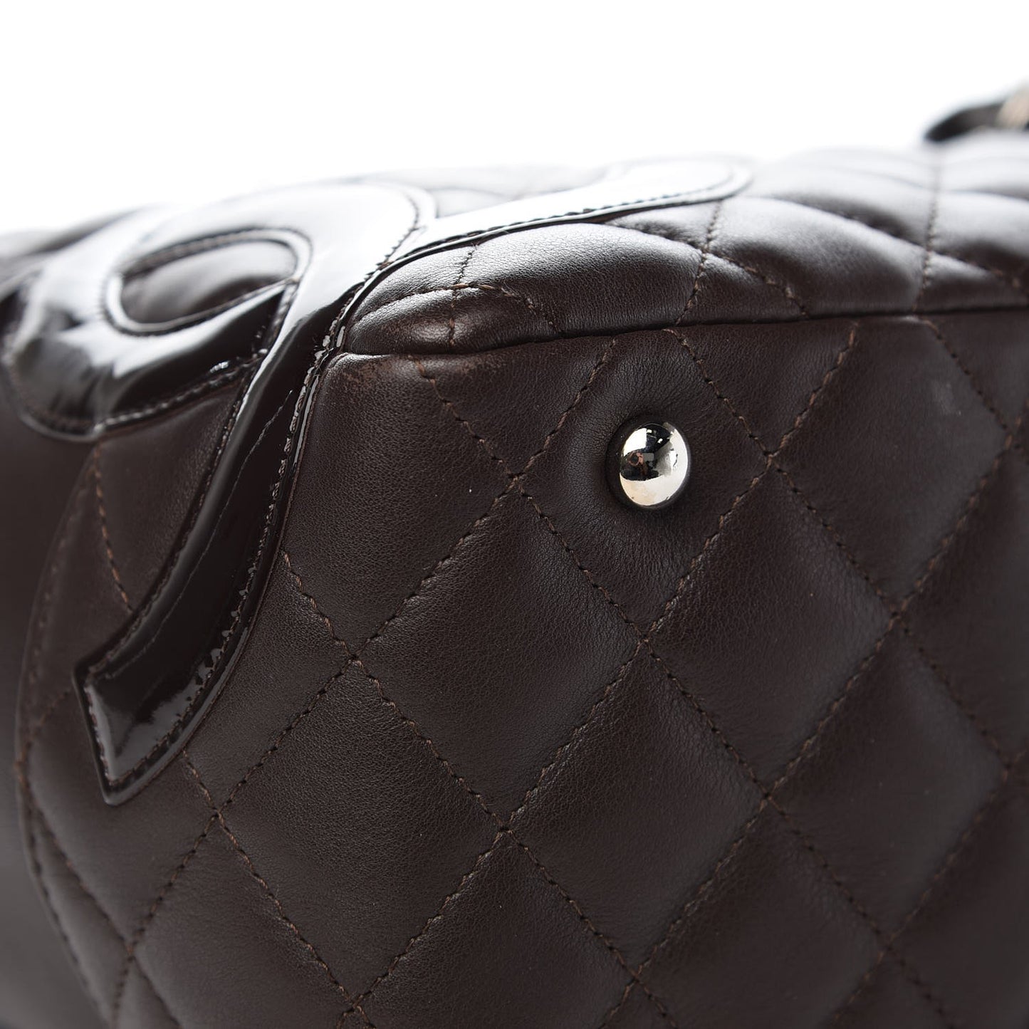 Calfskin Quilted Large Cambon Bowler Dark Brown