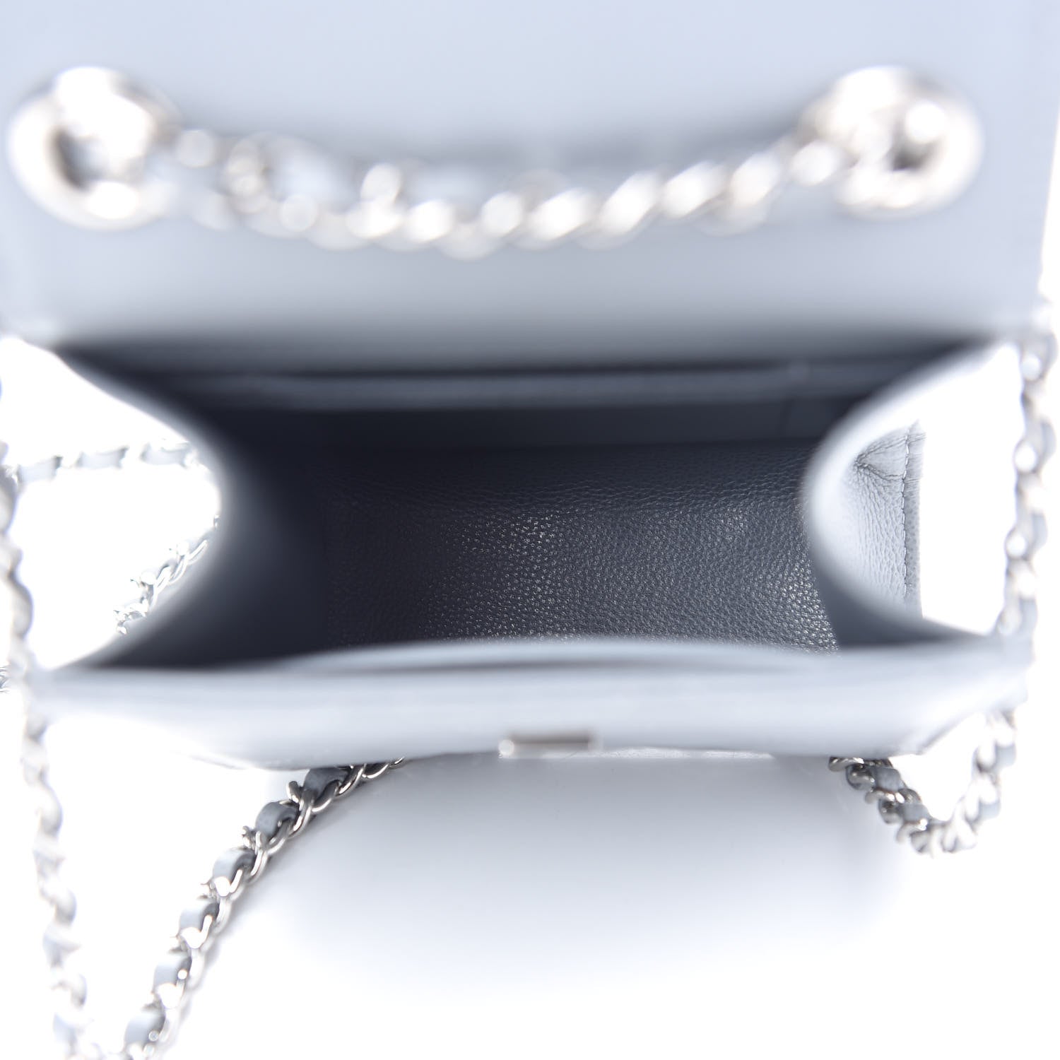 Chanel Grained Calfskin Quilted CC Box Clutch With Chain Grey 5 of 10