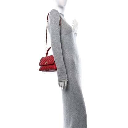 Chanel Caviar Lizard Embossed Quilted Mini Coco Handle Flap Red 3 of 10