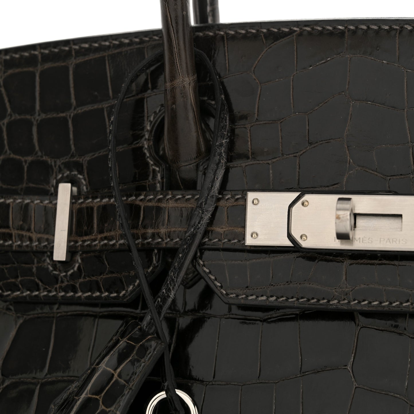 Shiny Niloticus Crocodile Horseshoe Birkin 30 Graphite