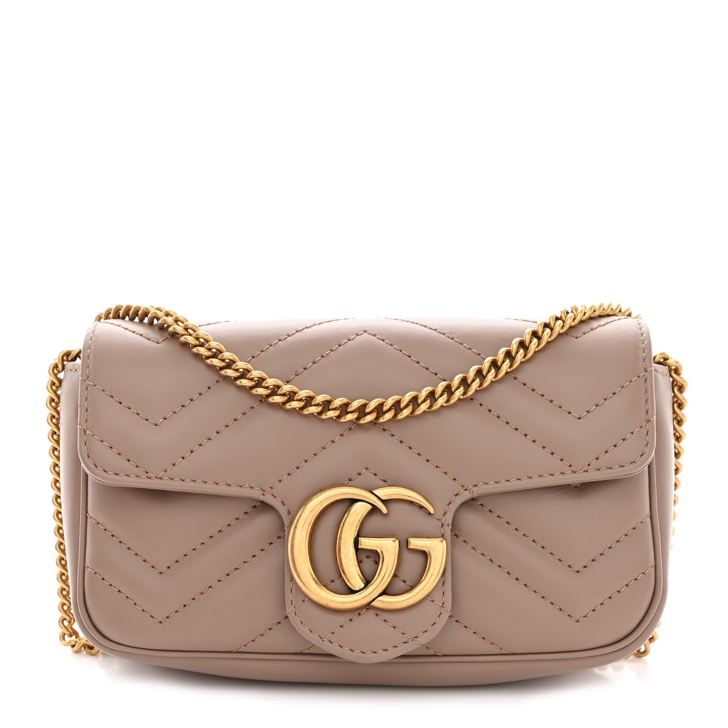 Gucci Calfskin Matelasse Super Mini GG Marmont Shoulder Bag Porcelain Rose 1 of 11