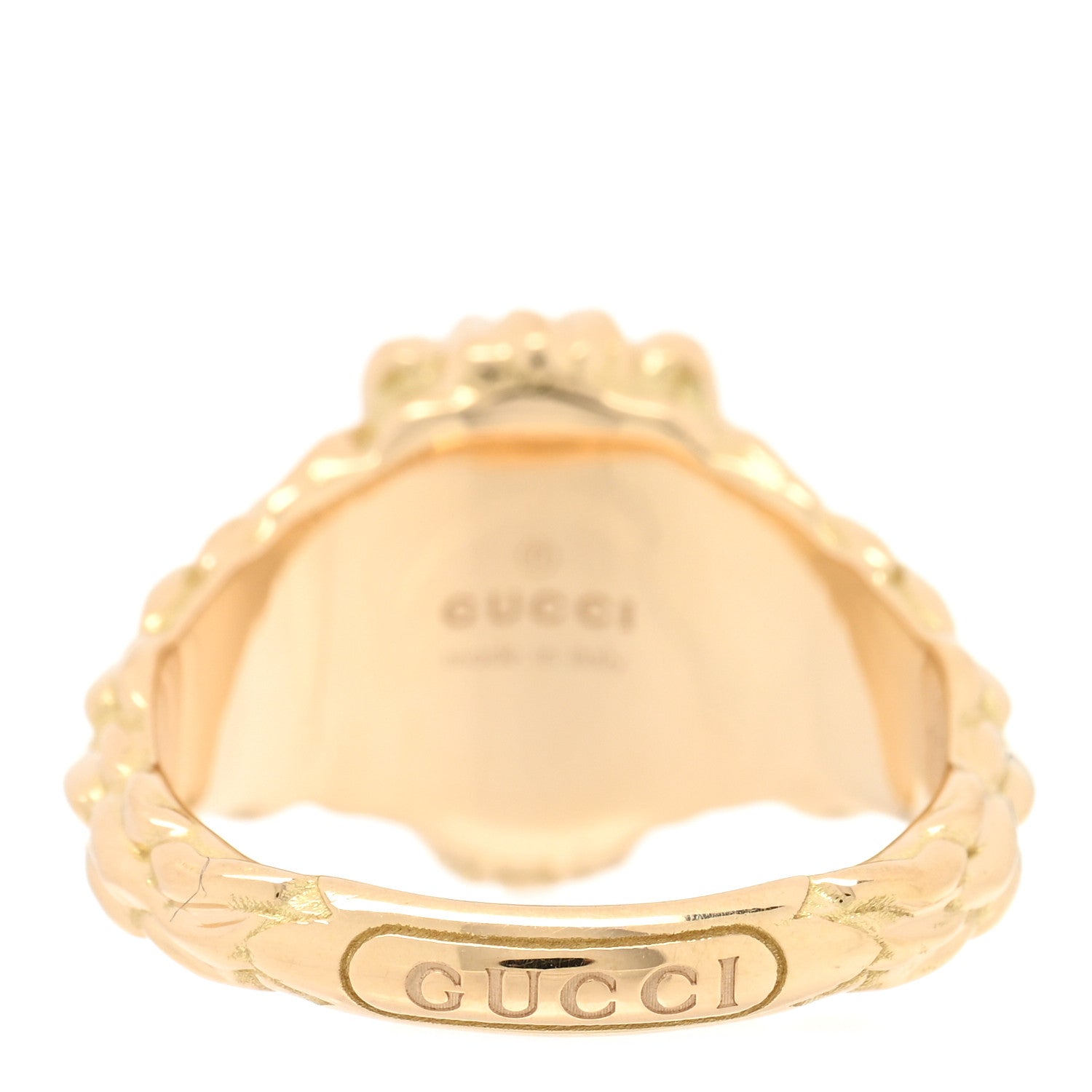 Gucci 18K Yellow Gold Diamond Fire Opal Lion Head Ring 52 6 4 of 5