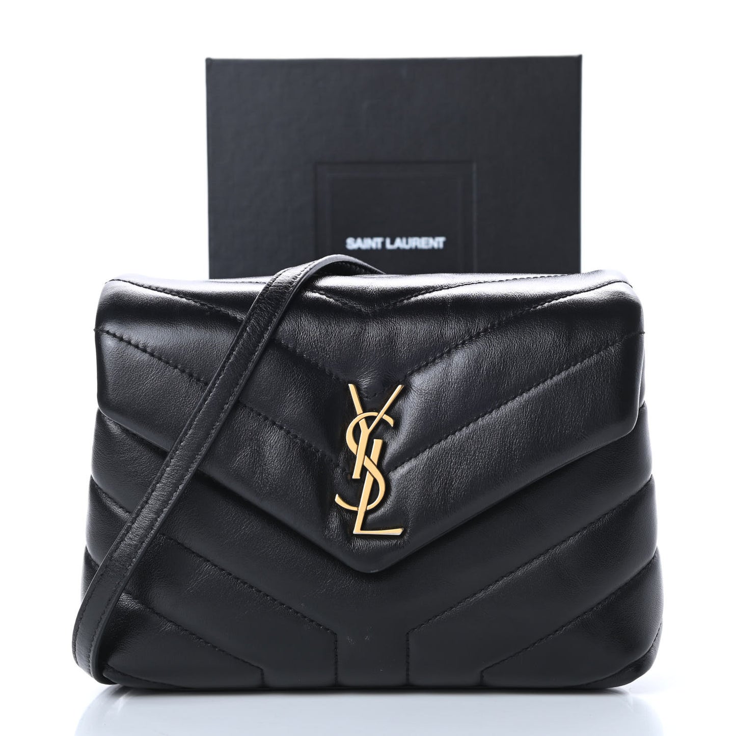 Calfskin Y Quilted Monogram Toy Loulou Crossbody Bag Black