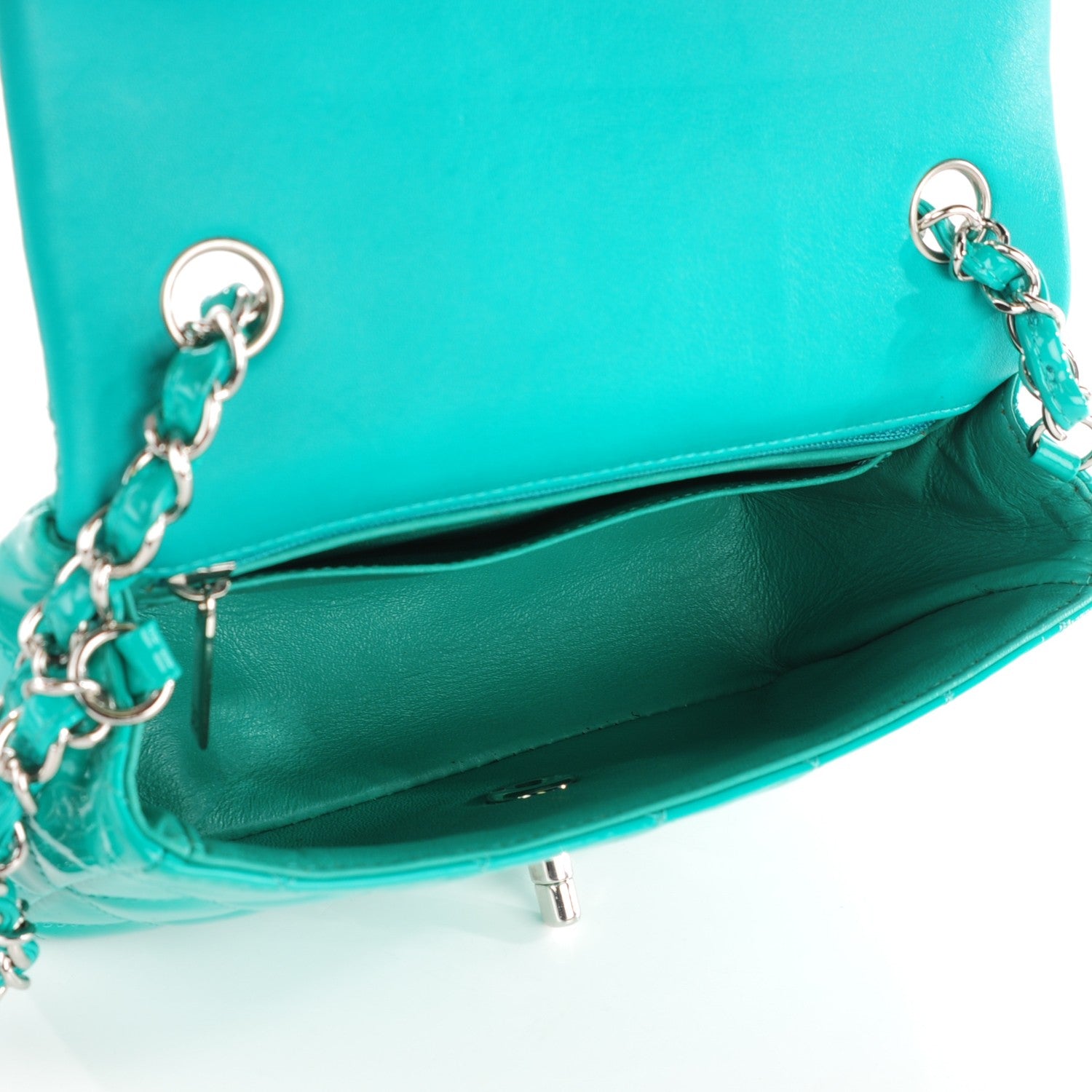 Chanel Patent Calfskin Quilted Mini Rectangular Flap Green 7 of 12