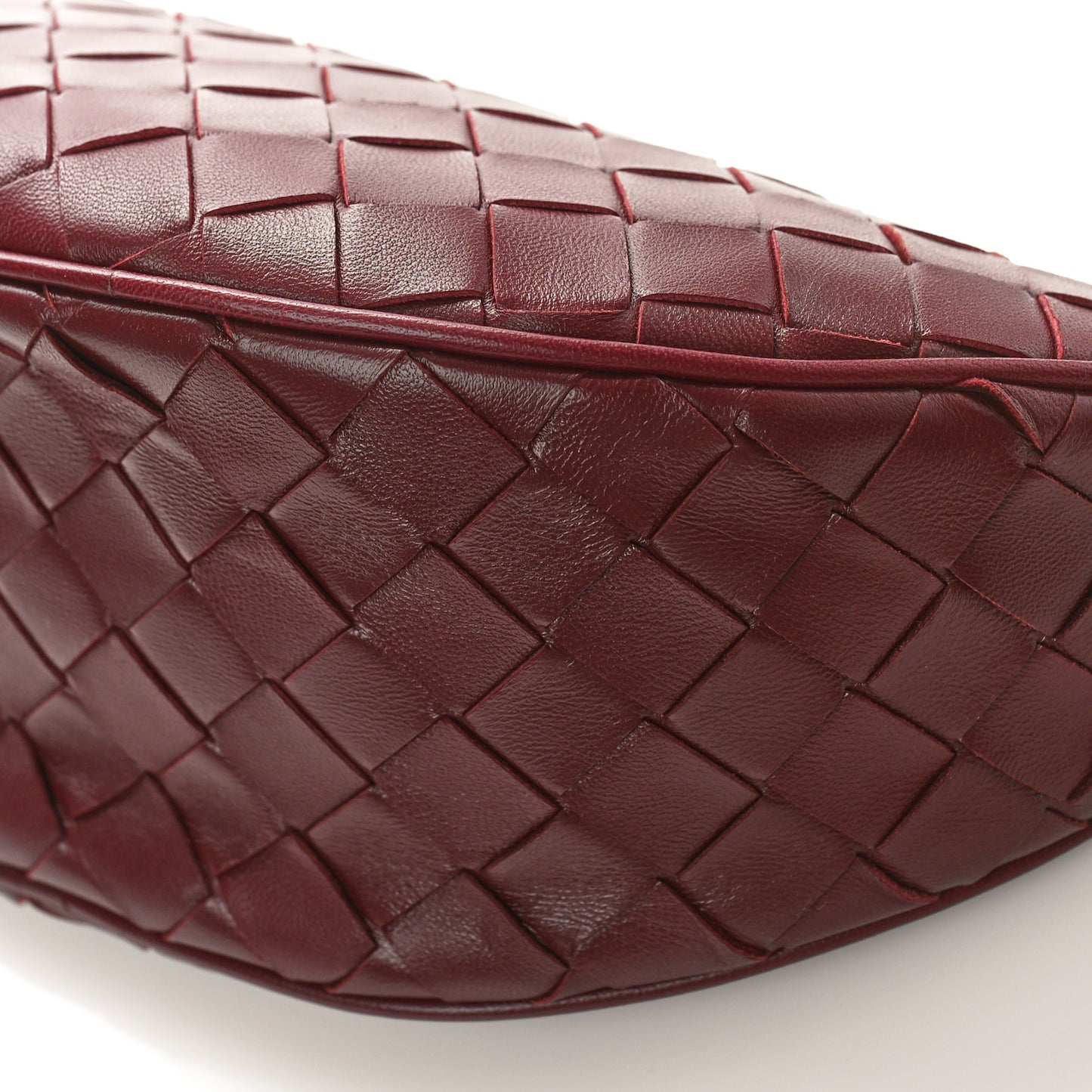 Nappa Intrecciato Half Moon Pouch On Strap Barolo